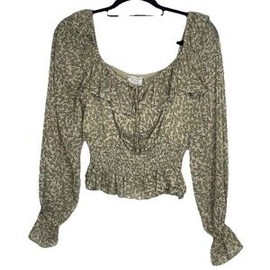 Dress Forum Cottagecore Cropped Top Size M‎ Floral Chiffon Boho Puff Sleeves